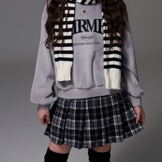 applepink 女童鍊條裝飾毛呢格紋百褶裙 T701