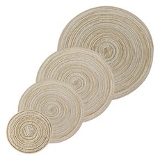Goodsticks 餐桌隔熱墊 圓形 4件組, 1套, 米色, 11cm, 18cm, 30cm, 38cm