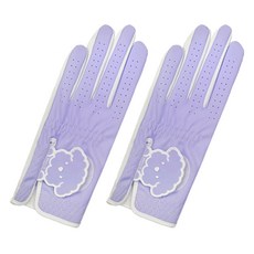 BRENCE 女款半羊皮卡通圖案高爾夫手套 左手用, 紫色, 2個