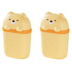 더자카 휴대용 곰돌이 비누케이스, 옐로, 2개