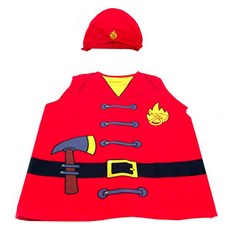 므몽 兒童角色扮演服裝 消防員服裝 + 帽子套組, 1套, 混合色