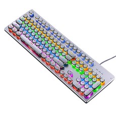 OMT LED電競有線機械式鍵盤, 青軸, 白色, OKB-MCHBL1