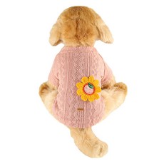 DING DONG PET 寵物花朵麻花針織毛衣, 粉紅色, 1個