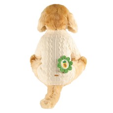 DING DONG PET 寵物花朵麻花針織毛衣, 象牙白, 1個