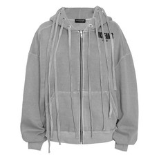 Duckdive 抽繩雞眼孔顏料染色連帽拉鍊外套