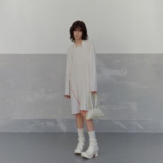 솔티페블 하고하우스 여성용 카라 플리츠 셔츠 원피스