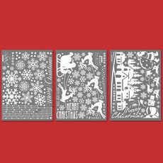 GnHome 白色聖誕村聖誕窗貼 3件組 背面黏貼, 混合色