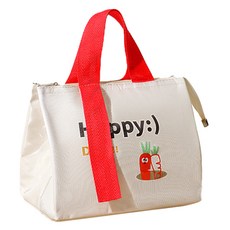 插畫防水便當袋, 白色, 1個