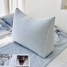 HOOM 純棉混色格紋三角靠墊, 混色格紋藍色