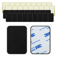 chinada 手機支架用鋼磁吸鐵片 20片 + 保護膜 20片 套組, 黑色方形, 1套