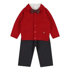 ETTOI 兒童Arian CDG襯衫 + 褲子 + 針織開襟衫 + 領結套組
