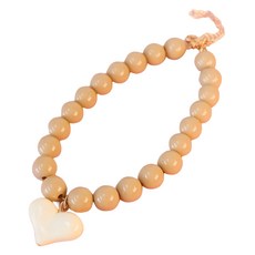 코코스튜디오 반려동물 비비드 하트 목걸이, 05 브라운 + 아이보리, 1개