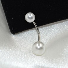 gelluna 女性專用醫療鋼簡約基本款白色珍珠肚臍環 BP-17