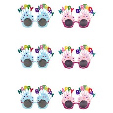 Graedada 生日快樂派對眼鏡 2款 x 3入組, 1套, 藍色, 粉紅色