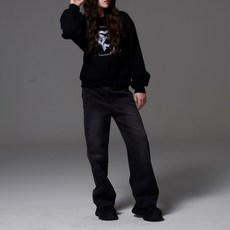 applepink 女童寬版水洗磨毛牛仔褲 T702