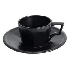 Mooa Octagon 八角濃縮咖啡杯 100ml + 杯碟組, 1套, 黑色