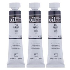 신한화구 전문가 유화물감 3개입, 50ml, 794번 인디고