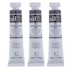 신한화구 전문가 유화물감 3개입, 50ml, 773번 모노크롬 쿨