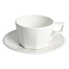 MUAH Octagon 八角卡布奇諾杯 250ml + 杯盤組, 1套, 白色