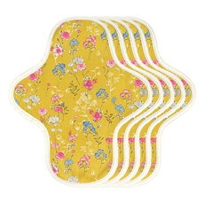 eechae 花朵翅膀型棉質衛生棉 黃色花卉, 5個, 1入, 小型