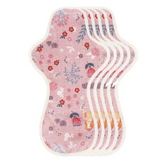 eechae 花朵翅膀型棉質衛生棉 粉紅錦鯉, 5個, 1入, 夜用