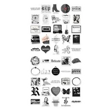 格萊達達 感性黑白咖啡廳日記裝飾貼紙 50張組, 2套, 混色