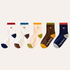 TR泰迪熊兒童防滑擁抱熊中筒襪5雙組