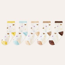 TR泰迪熊兒童款防滑閃亮中筒襪 5雙組