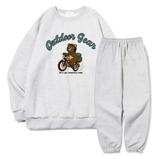 이지스튜디오 오버핏 아웃도어 더블 맨투맨 티셔츠 + 트레이닝 팬츠 세트