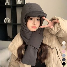 페이퍼먼츠 보온 패딩 일체형 귀달이 모자형 머플러 12693