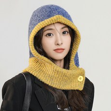 페이퍼먼츠 룰리 넥워머 일체형 배색 니트 모자 12706