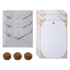 데일리조이 편지봉투 3p + 토끼편지지 10p + 실링 스티커 3p 세트, 퍼플(편지봉투), 1세트