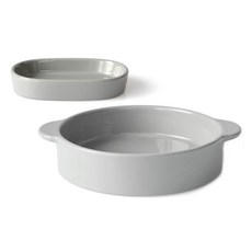 프렐류드 크리미 핸디 식기세트 2p, 그레이, 원형볼 대 + 타원접시 소, 1세트