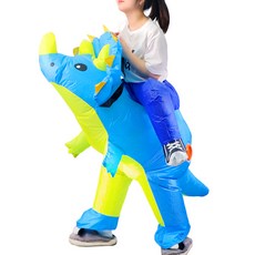 兒童騎乘恐龍三角龍充氣裝, 藍色, 1個