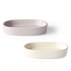 프렐류드 크리미 타원접시 세트 소 2p, 핑크 + 아이보리, 단품, 1세트