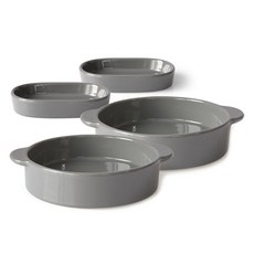 프렐류드 크리미 핸디 원형볼 대 2p + 타원접시 소 2p 세트, 차콜, 식기 4종, 1세트