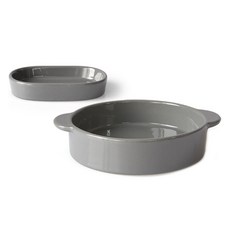 프렐류드 크리미 핸디 식기세트 2p, 차콜, 원형볼 대 + 타원접시 소, 1세트