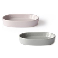 크리미 타원접시 세트 소 2p, 핑크 + 그레이, 단품, 1세트
