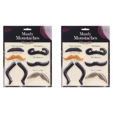 高級鬍鬚6件組, 2個, 混合顏色
