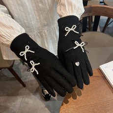 페이퍼먼츠 여성용 투투 리본 주얼리 터치 기모 장갑 양손착용 12685