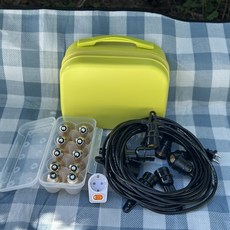 Forlight 露營風格套組 10公尺電線 + LED愛迪生燈泡10入 + 雞蛋盒 + 1孔插座 + 迷你收納箱, 1套, 黑色(電線), 萊姆綠(迷你收納箱)