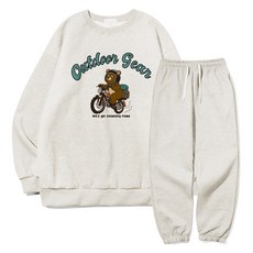 이지스튜디오 아웃도어 더블 맨투맨 + 오버핏 트레이닝 팬츠 세트