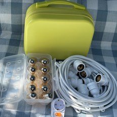 Forlight 露營風格套組 10公尺電線 + LED愛迪生燈泡10入 + 雞蛋盒 + 1孔插座 + 迷你收納箱, 1套, 白色(電線), 萊姆綠(迷你收納箱)