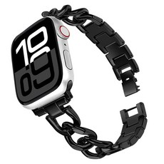 SimplyRoar 纖細鍊條金屬錶帶, 黑色, 1個