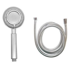 B&Home 3段式簡易淋浴蓮蓬頭+蓮蓬頭金屬管套組 2m, 銀色, 1組
