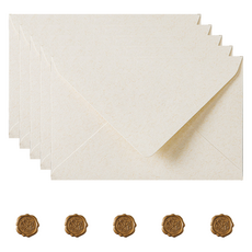 Daily Joy 喀什米爾信封 5入 + 封口貼紙 5入組, 米色(信封), 1套