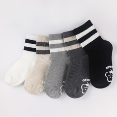 SAESILRO 兒童經典雙條紋中筒襪5雙組