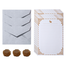 데일리조이 편지봉투 3p + 토끼편지지 10p + 실링 스티커 3p 세트, 스카이(편지봉투), 1세트