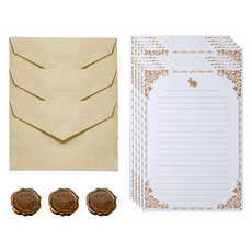 데일리조이 편지봉투 3p + 토끼편지지 10p + 실링 스티커 3p 세트, 연베이지(편지봉투), 1세트