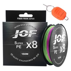 JOF Super PE 8股編織釣魚線 150m + Silver Cast 線檔套組, 多色混搭 + 隨機出貨, 1套